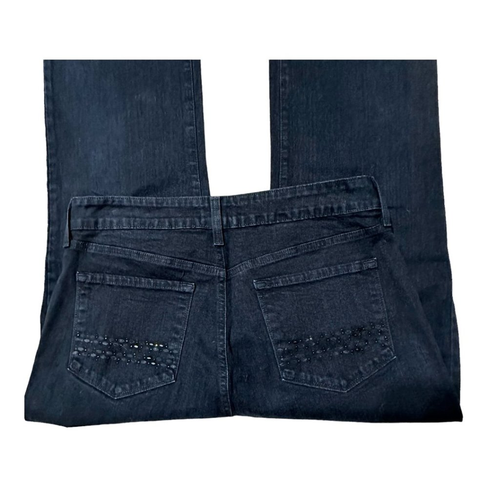 NYDJ Black Embellished Pocket Straight Jeans-Sz 10
